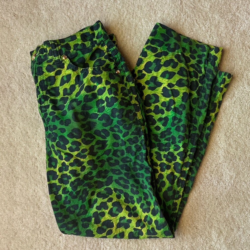 Green Leopard Print Pants